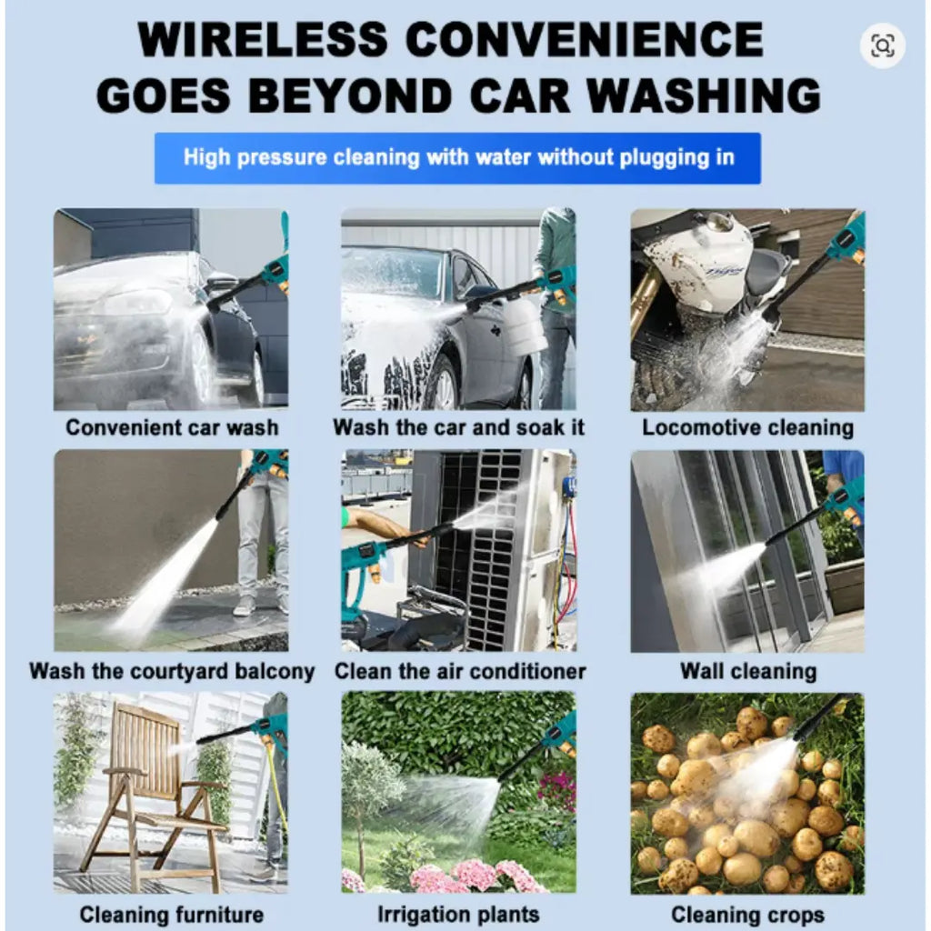 RAVSEN PowerJet™ Cordless Pressure Washer – 1200 PSI Portable Cleaning Gun with 6-in-1 Nozzle | FREE Battery & Charger